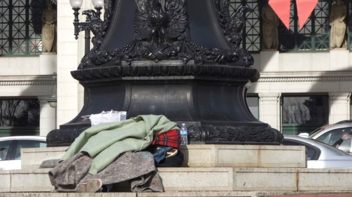 Let your lives preach! - A homeless person near the Capitol in Washington DC. 