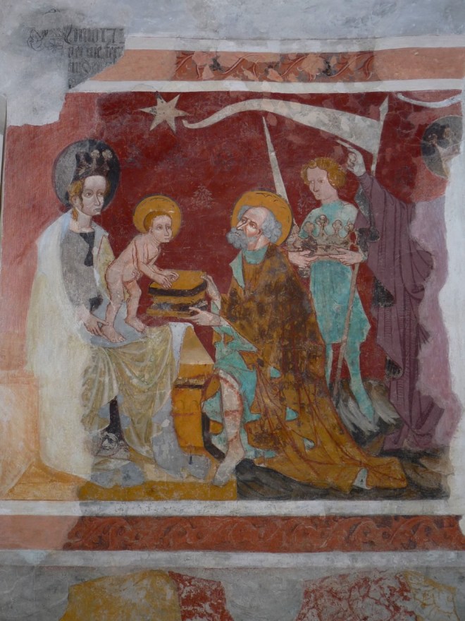 Epiphany - fresco from 1408 by an unknown artist in the church of Tenna, Switzerland 